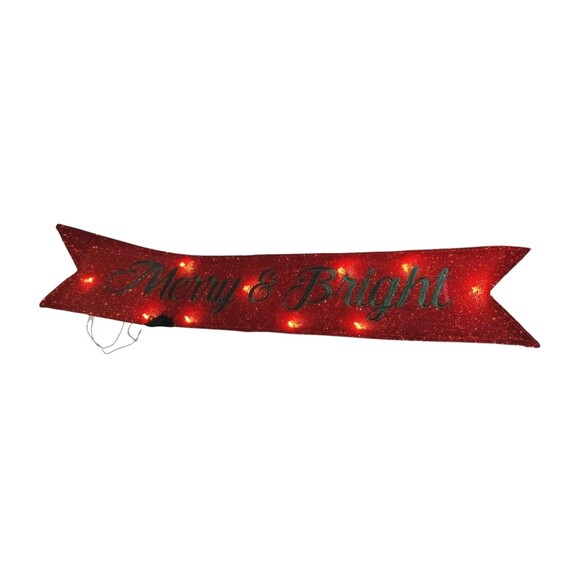 Holiday Time LED Holiday Banner that says "Merry & Bright" - Picture 2 of 16